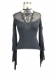 Punk Gothic Black Lace-up Hollowed Out Long Sleeve T-shirt