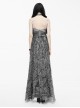 Queen Silver Low V-neck Silk Sling Long Dress