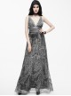 Queen Silver Low V-neck Silk Sling Long Dress