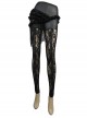 Steampunk Gothic Black Hollowed Out Lace Fake Two Pieces Leggings