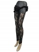 Steampunk Gothic Black Hollowed Out Lace Fake Two Pieces Leggings