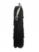 Gothic Retro Black Lace Embroidery Big Hem Long Skirt