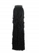 Gothic Retro Black Lace Embroidery Big Hem Long Skirt