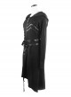 Punk Dark Asymmetric Hem Hooded Long Woolen Coat