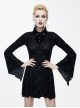 Black Bowknot Trumpet Sleeve Gothic Lapel Long Sleeve Dress