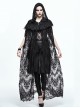 Gothic Halloween Black Lace Witch Perspective Hooded Long Cloak