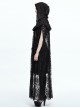 Gothic Halloween Black Lace Witch Perspective Hooded Long Cloak