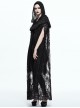 Gothic Halloween Black Lace Witch Perspective Hooded Long Cloak