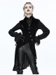 Black Slim Tuxedo Asymmetrical Hem Gothic Coat