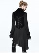 Black Slim Tuxedo Asymmetrical Hem Gothic Coat