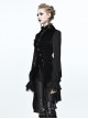 Black Slim Tuxedo Asymmetrical Hem Gothic Coat