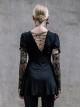 Steampunk Gothic Black Lace Embroidery Long T-shirt With Lace Oversleeves