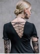 Steampunk Gothic Black Lace Embroidery Long T-shirt With Lace Oversleeves