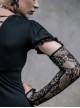 Steampunk Gothic Black Lace Embroidery Long T-shirt With Lace Oversleeves