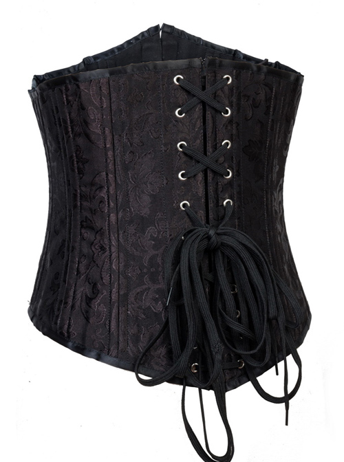 Victorian Black Retro Printing Vest Double Steel Skeleton Gothic Lolita Corset