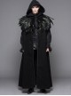 Detachable Feathered Shawl Hooded Thickened Men's Long Coat