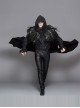 Detachable Feathered Shawl Hooded Thickened Men's Long Coat