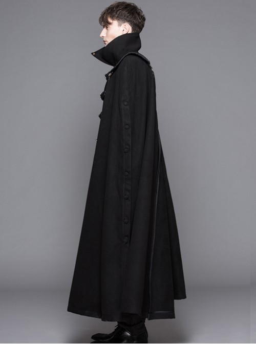 Punk Gothic Nobleman Detachable Shawl Black Thickened Men's Long Coat