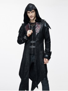 Steam Punk Gothic Vampire Priest Stand Collar Men's Long Windbreaker