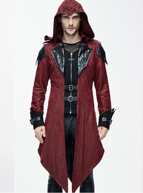 Steam Punk Gothic Vampire Priest Stand Collar Men's Long Windbreaker