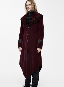 Square Shoulder Lapel Dovetail Gothic Men Long Coat