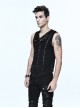 Steampunk Black Lace-up Slim Fit Sleeveless T-shirt