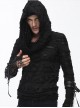 Black Hooded Hollowed Out Element Men' Long Sleeve T-shirt