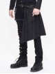 Steampunk Black Slim Gothic Detachable Waistband Men' Ripped Trousers