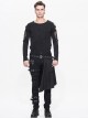 Steampunk Black Slim Gothic Detachable Waistband Men' Ripped Trousers