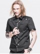 Steampunk Visual Gothic Men' Black Slim Short Sleeve Shirt