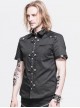 Steampunk Visual Gothic Men' Black Slim Short Sleeve Shirt