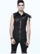 Gothic Rock Lapel Slim Black Or Brown Metal Decoration Men's Sleeveless Shirt