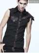 Gothic Rock Lapel Slim Black Or Brown Metal Decoration Men's Sleeveless Shirt