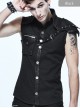 Gothic Rock Lapel Slim Black Or Brown Metal Decoration Men's Sleeveless Shirt