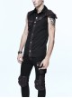 Gothic Rock Lapel Slim Black Or Brown Metal Decoration Men's Sleeveless Shirt