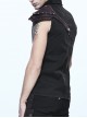 Gothic Rock Lapel Slim Black Or Brown Metal Decoration Men's Sleeveless Shirt