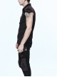 Gothic Rock Lapel Slim Black Or Brown Metal Decoration Men's Sleeveless Shirt