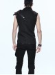 Gothic Rock Lapel Slim Black Or Brown Metal Decoration Men's Sleeveless Shirt