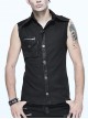 Gothic Rock Lapel Slim Black Or Brown Metal Decoration Men's Sleeveless Shirt