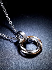 Concise And Retro Golden Ring Pendants Women's Necklace