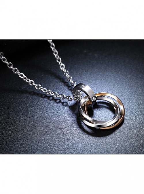 Concise And Retro Golden Ring Pendants Women's Necklace