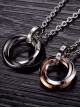 Concise And Retro Black And Golden Ring Pendants Lovers' Necklaces