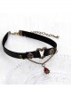 Steam Punk Gothic Bleeding Heart Red Crystal Retro Rivet PU Choker