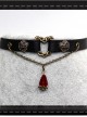 Steam Punk Gothic Bleeding Heart Red Crystal Retro Rivet PU Choker