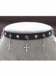 Punk Gothic Harajuku Rock Style Rivet Silvery Cross Pendant PU Choker