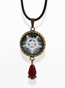 Magic Series Gothic Reverse Pentagram Crystal Pendant Retro Little Witch Necklace