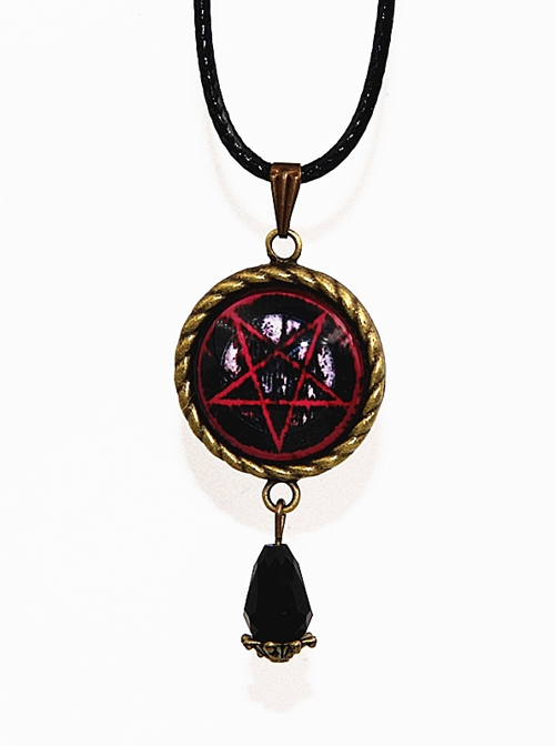 Magic Series Gothic Reverse Pentagram Crystal Pendant Retro Little Witch Necklace
