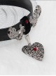 Dark Gothic Stereoscopic Metal Flower Vine Lace Heart PU Choker