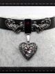 Dark Gothic Stereoscopic Metal Flower Vine Lace Heart PU Choker