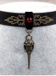 Dark Gothic Rock Style Retro Flower Vine Crow Skull PU Choker